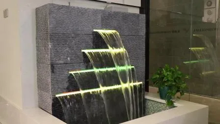 家の庭の装飾屋外スイミングプールアクセサリーカスケード滝スイミングプール噴水LEDライト付き