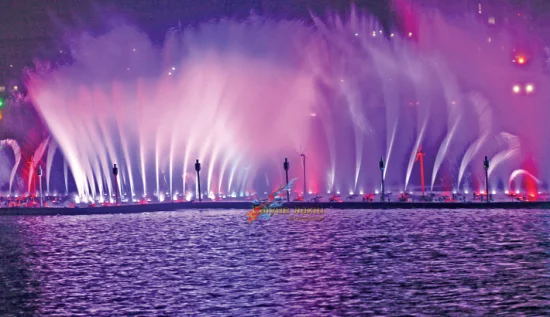 バングラデシュモダンな大きな湖の噴水水ダンス音楽フローティング噴水屋外ライト付き