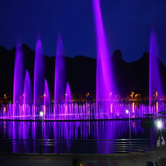 ミュージックスクエア噴水ステンレス鋼層流ジェット噴水屋外噴水レーザーライトショー付きミュージカルダンス噴水、DMX521、RGB